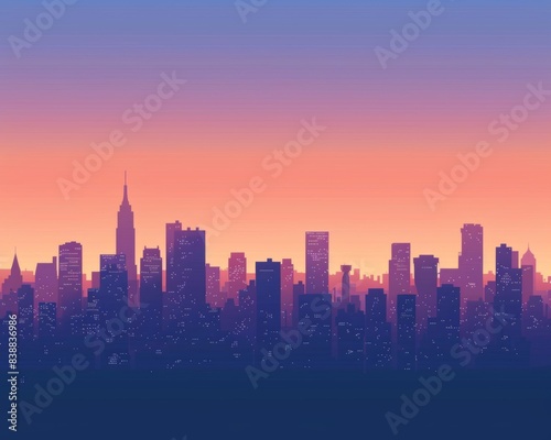 The silhouette of the city's skyline was visible.