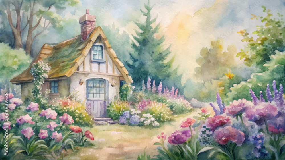 Watercolor background featuring rustic flowers Watercolor background featuring rustic flowers