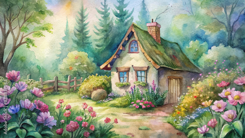 Watercolor background featuring rustic flowers Watercolor background featuring rustic flowers