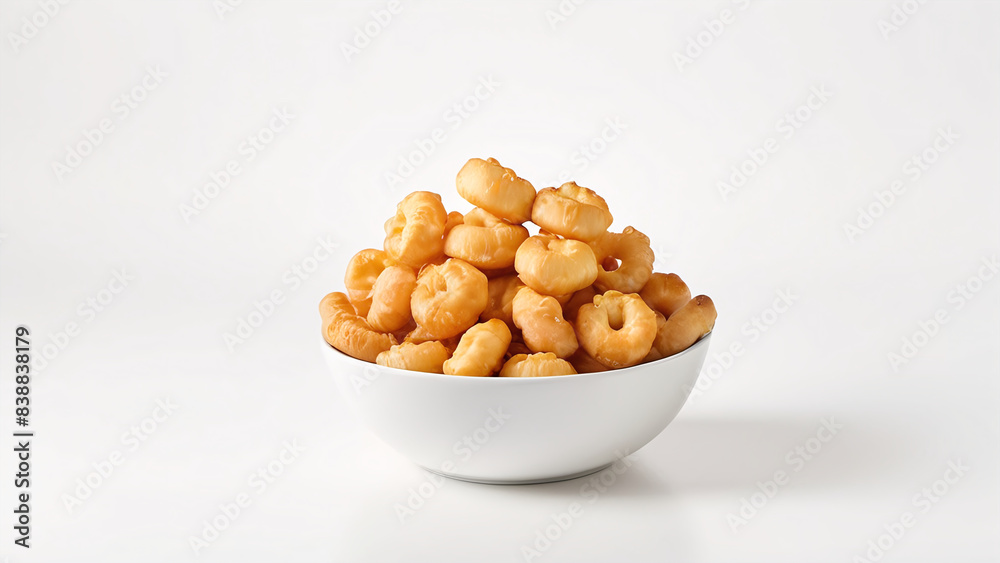 onion rings in bowl isolated on white background onion rings in bowl isolated on white background