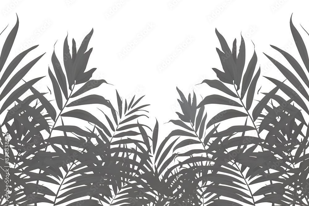 Monochrome tropical leaves design with ample space for text