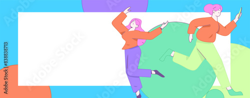 People exercising healthy running vector internet operation illustration
