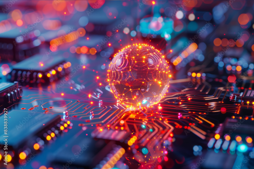 Illustration showing the atomic structure of silicon with an overlay of various semiconductor devices, emphasizing its importance in today's technology.. AI generated. Illustration showing the atomic structure of silicon with an overlay of various semiconductor devices, emphasizing its importance in today's technology.. AI generated.