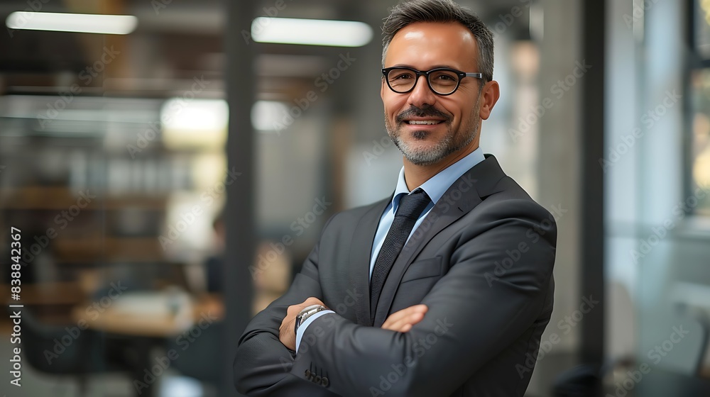 Successful Executive in Blurred Office Background, Successful executive, blurred office background Successful Executive in Blurred Office Background, Successful executive, blurred office background