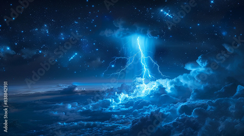 Blue Jet lightning phenomenon in the upper atmosphere.