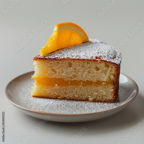 Delicious Orange Cake Slice on a Ceramic Plate