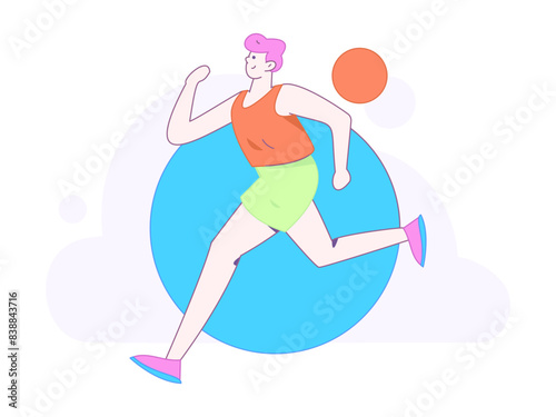 People exercising healthy running vector internet operation illustration
