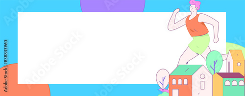 People exercising healthy running vector internet operation illustration
