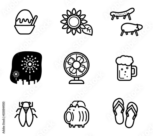 夏に関するシンプルなベクターイラストセット