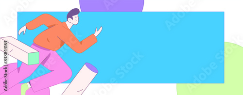 People exercising healthy running vector internet operation illustration
