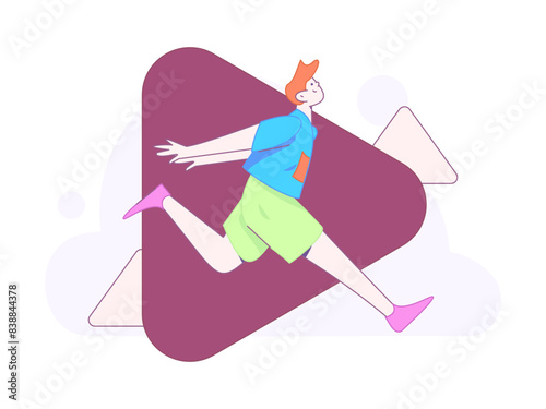 People exercising healthy running vector internet operation illustration
