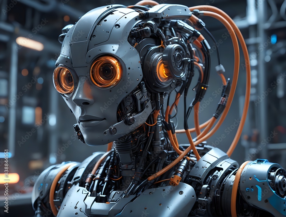 Fototapeta premium Robotic Cyborg with Advanced Chipset and AI Technology