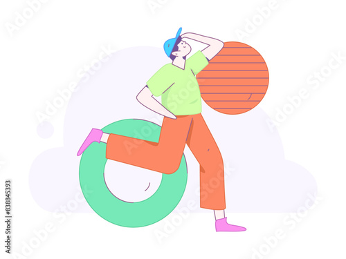 People exercising healthy running vector internet operation illustration
