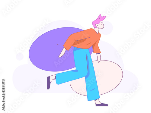 People exercising healthy running vector internet operation illustration

