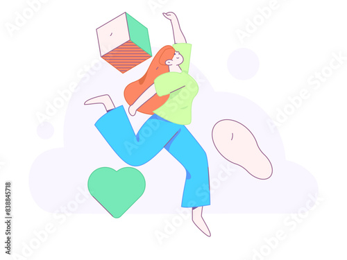 People exercising healthy running vector internet operation illustration
