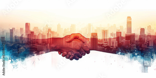 Corporate Handshake with City in Background