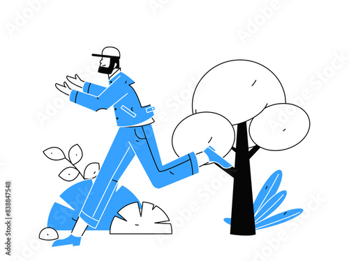 People exercising healthy running vector internet operation illustration
