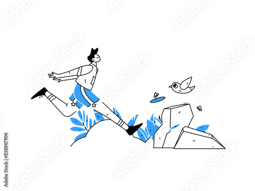 People exercising healthy running vector internet operation illustration

