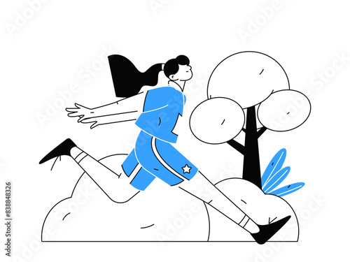 People exercising healthy running vector internet operation illustration
