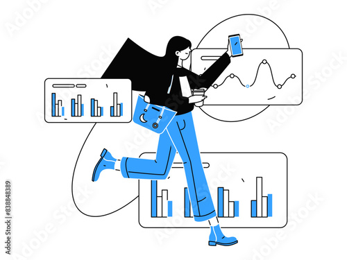 People exercising healthy running vector internet operation illustration
