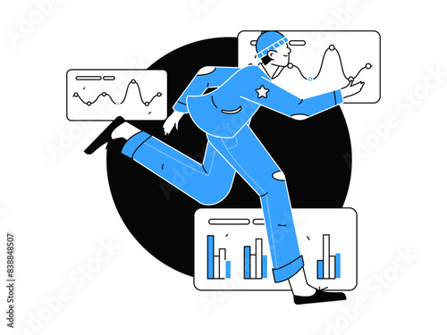 People exercising healthy running vector internet operation illustration
