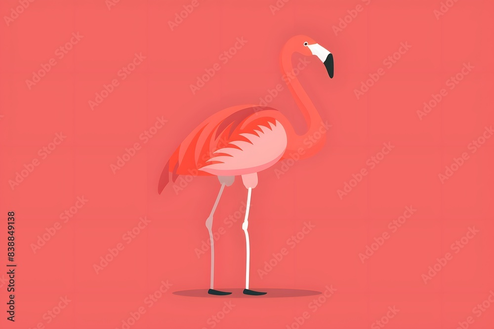 Fototapeta premium Illustration of Model a pink flamingo. Ai Generate.