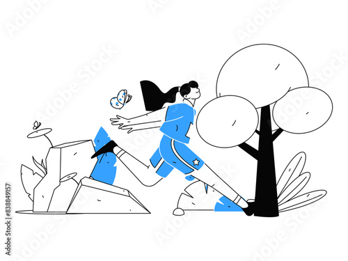 People exercising healthy running vector internet operation illustration
