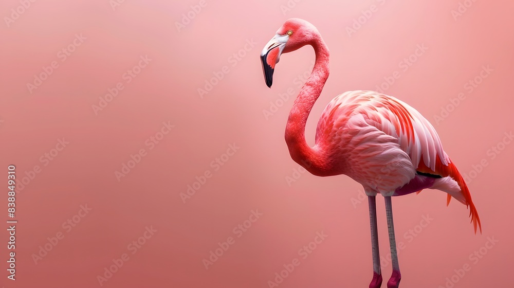 Fototapeta premium Illustration of Model a pink flamingo. Ai Generate.