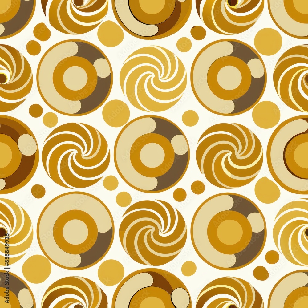 Fototapeta premium Seamless pattern of circles with metallic gold accents, adding a touch of luxury and elegance to your gift wrap, Generative AI