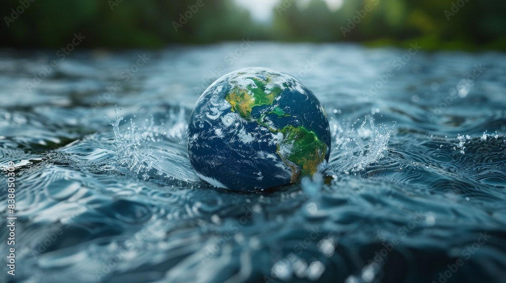 Earth Held Gently in a Water Droplet Generative AI