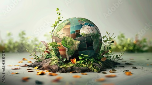 World environment and Earth Day concept with colorful globe and eco friendly enviroment