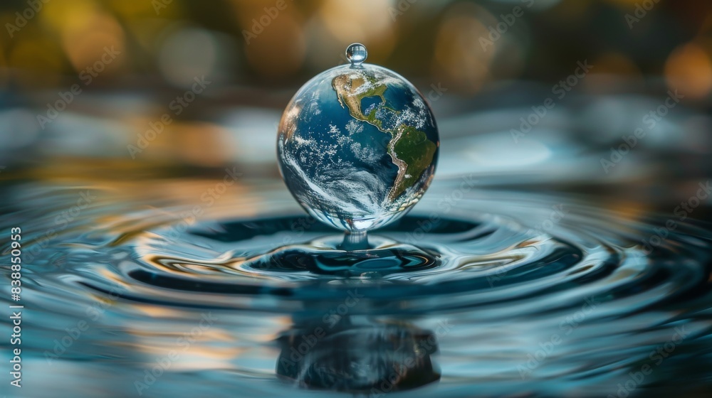Earth Suspended in a Droplet of Water Generative AI Earth Suspended in a Droplet of Water Generative AI
