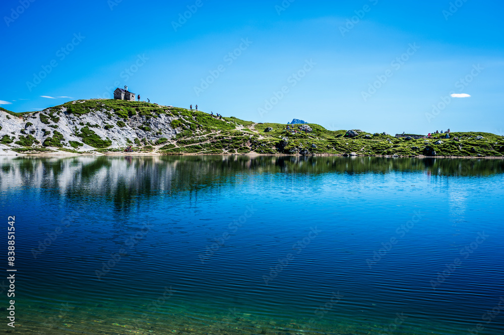 Obraz premium Eastern Dolomites. Sappada, Olbe Lakes. Breathtaking view of the upper Montrgna.