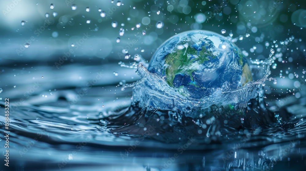 Water Droplet Encasing a Miniature Earth Generative AI Water Droplet Encasing a Miniature Earth Generative AI