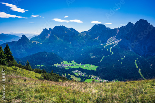 Eastern Dolomites. Sappada, Olbe Lakes. Breathtaking view of the upper Montrgna.