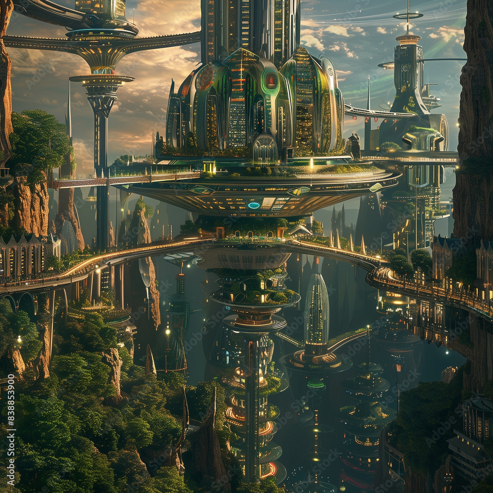 Obraz premium city at sunset