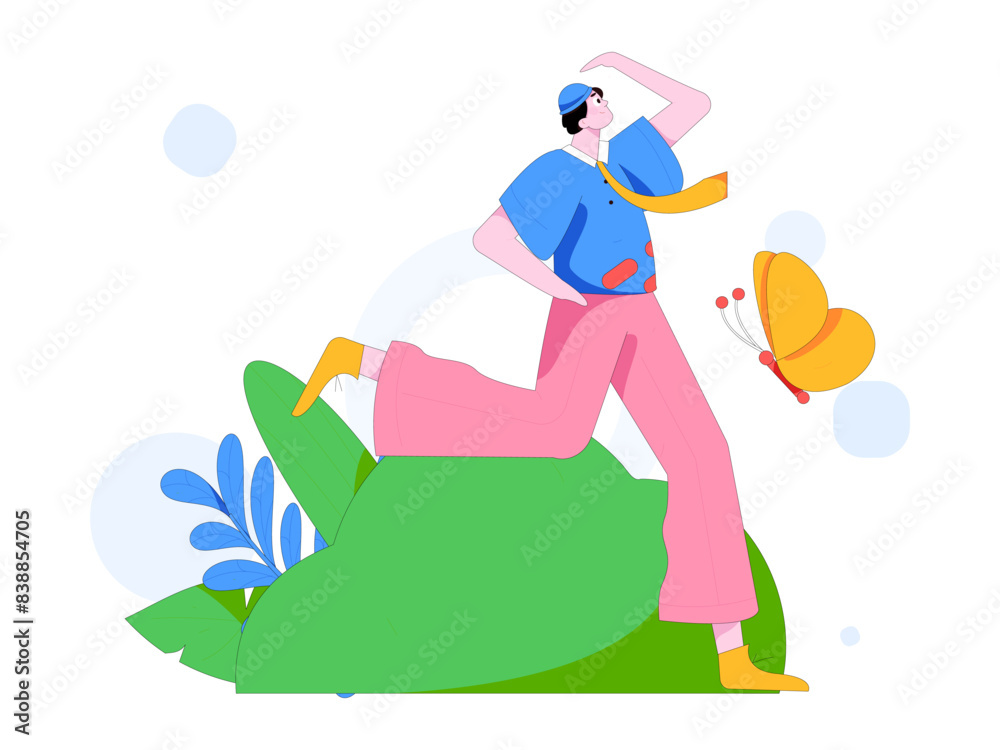 Obraz premium People exercising healthy running vector internet operation illustration 