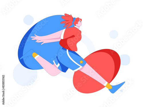 People exercising healthy running vector internet operation illustration
