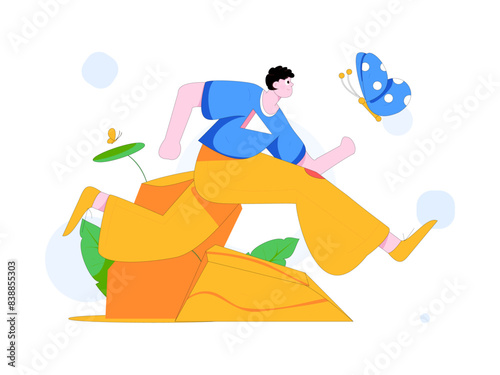 People exercising healthy running vector internet operation illustration
