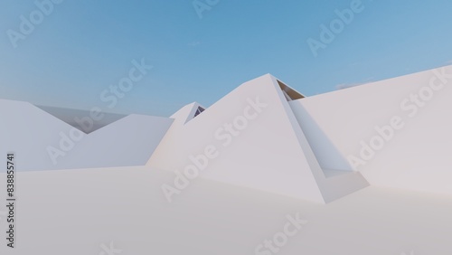 3d render abstract architecture background building geometric shape