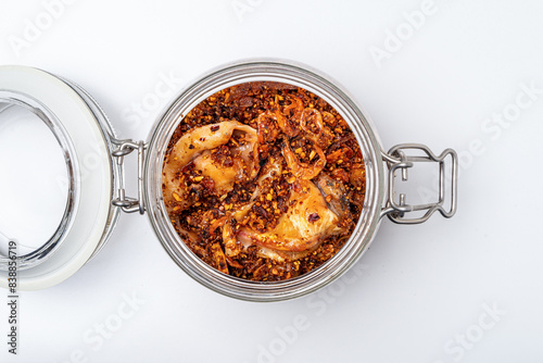 Thai Squid chili paste on plate white background.
