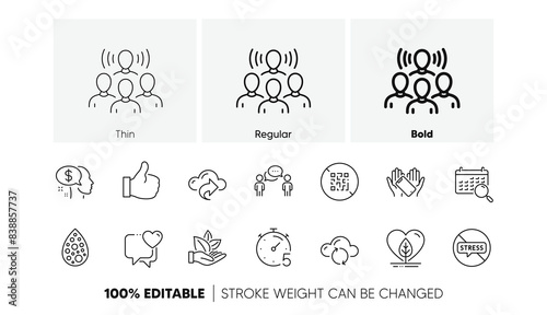 Pay, Cloud share and Cloud sync line icons. Pack of Local grown, Consulting business, Heart icon. Stop stress, Timer, Like pictogram. Artificial colors, Organic product, Smartphone holding. Vector