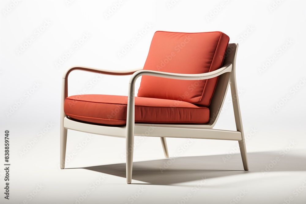 Obraz premium Modern orange armchair with white background, 3d rendering
