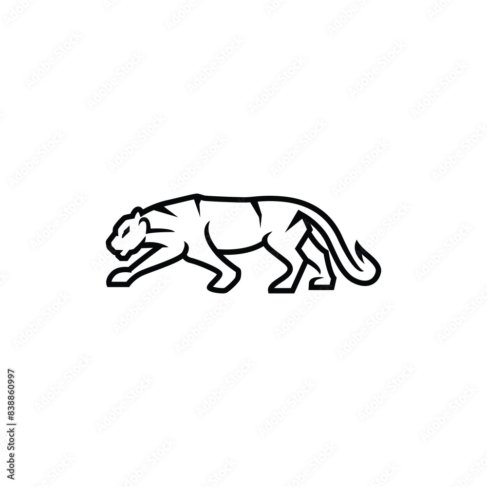 Fototapeta premium Tiger line logo design vector icon illustration 
