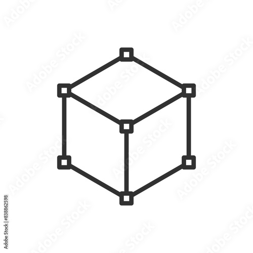 Vertices on the 3d model, linear icon, points of manipulation on the 3d model. Line with editable stroke