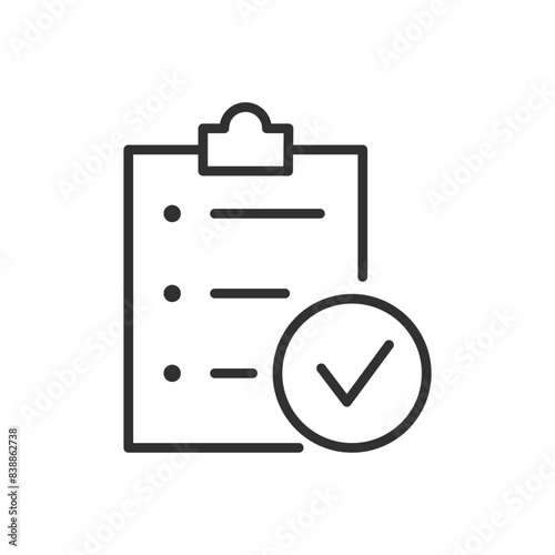 Checklist and checkmark, linear icon. Line with editable stroke