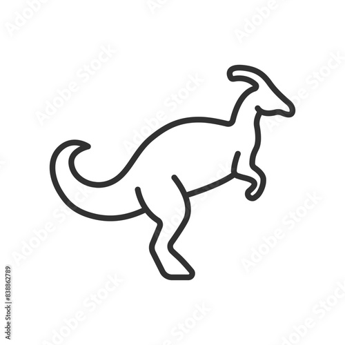 Parasaurolophus  linear icon. Dinosaur. Line with editable stroke