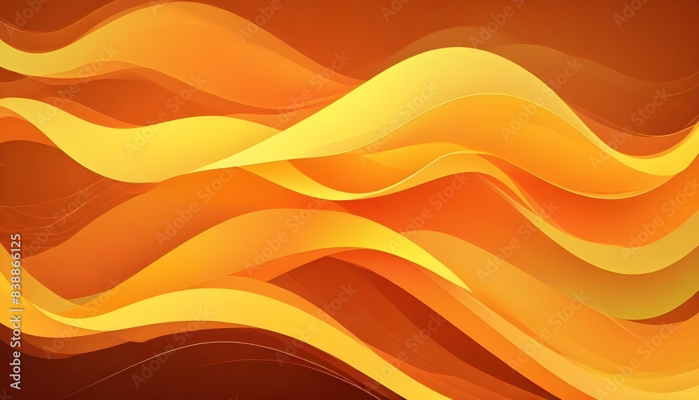 Design an abstract vector background with dynamic, flowing waves of bright yellows and oranges, resembling the energy and warmth of sunlight.