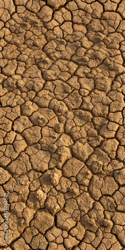 seamless texture of a close-up of a cracked, dry soil surface with a rough texture