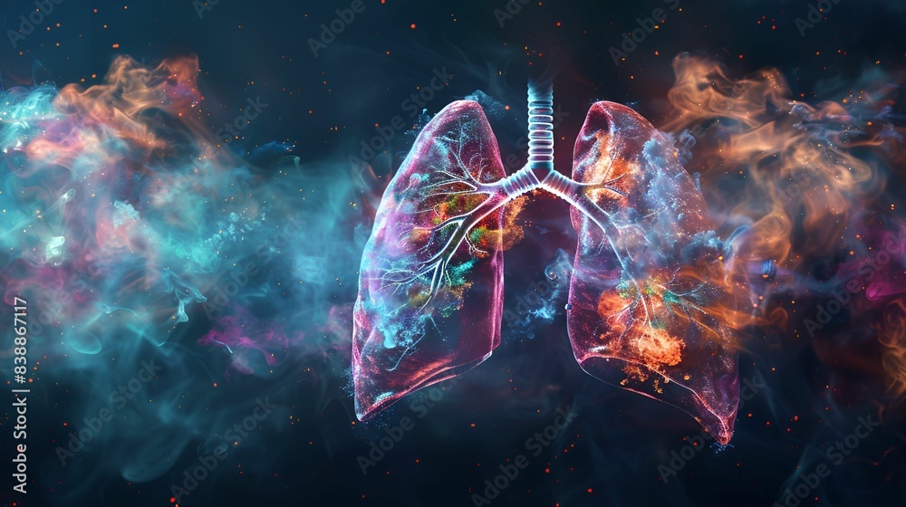 A stunning visualization of body organs, showcasing the intricate beauty of the human lungs. A stunning visualization of body organs, showcasing the intricate beauty of the human lungs.